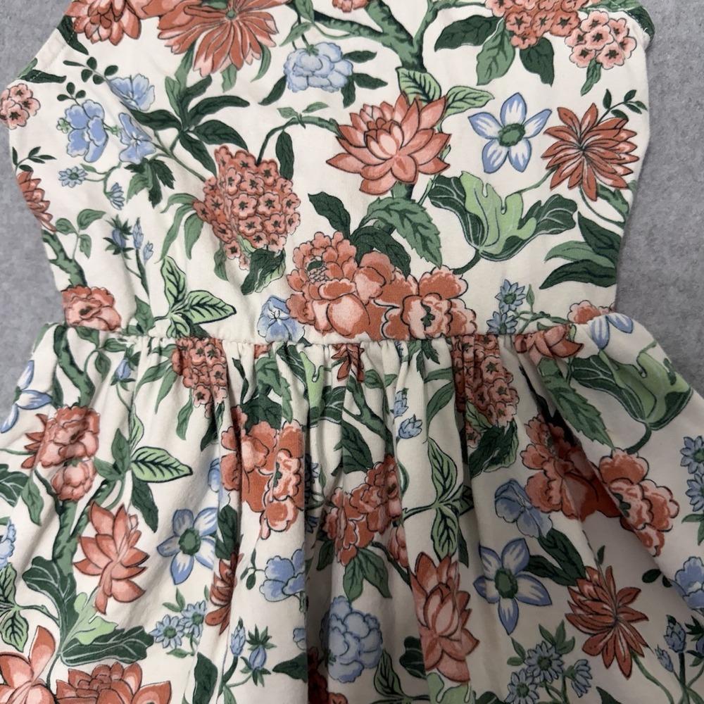 Janie and Jack Pink White Floral Open Back Sleeveless Cotton Dress Girls Sz 7 - Picture 3 of 12